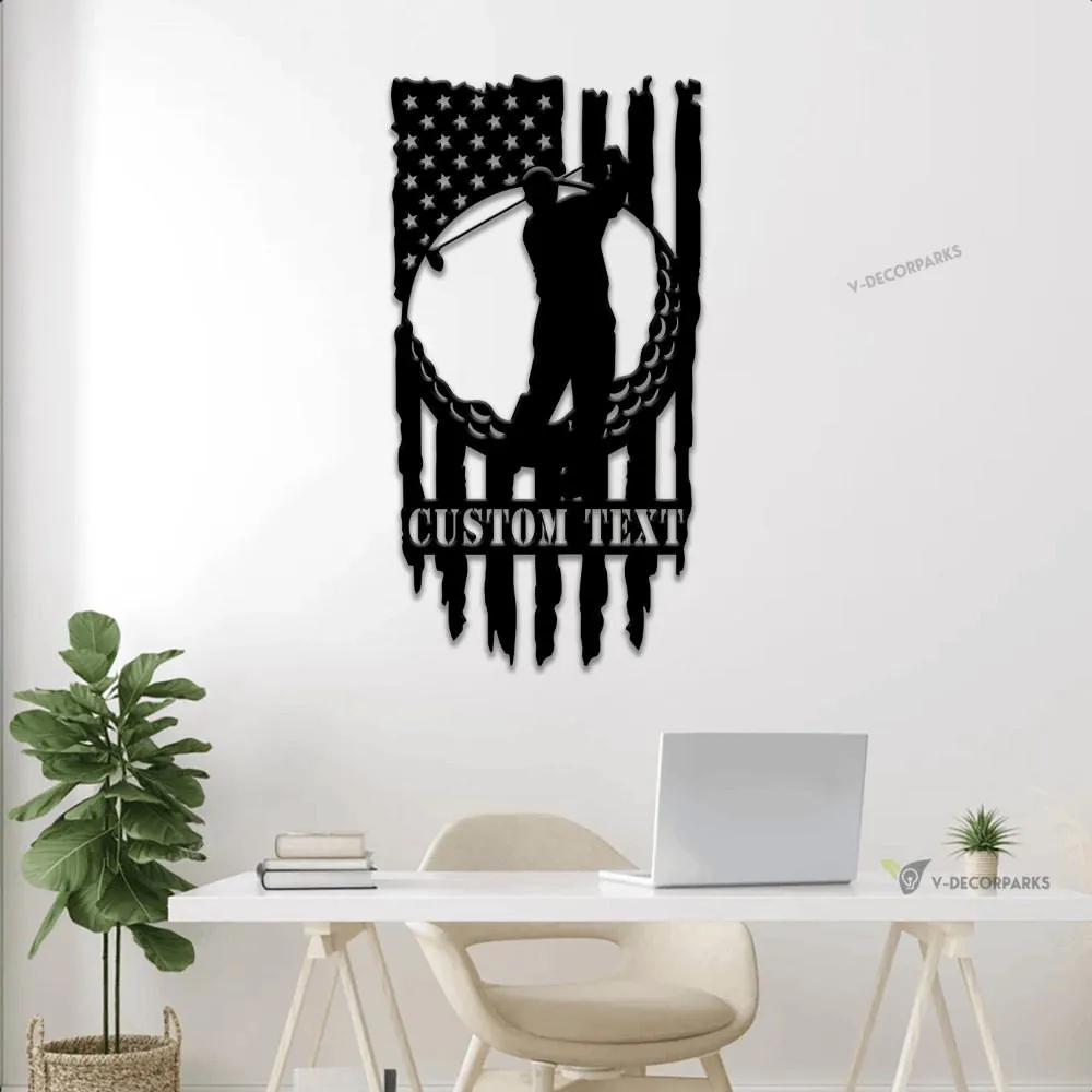 Personalized Golfer Metal Sign With Led Lights, Custom Golf Wall Art For Home Decor, Father's Day Gift, Birthday Gift For Him, Dad Gift