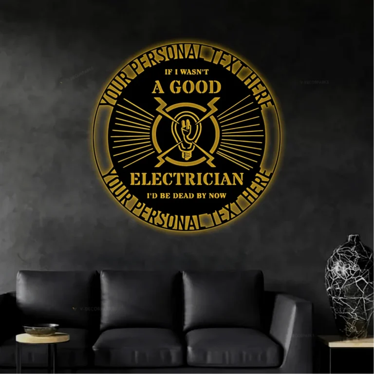 Personalized Good Electrician Metal Sign With Led Lights, Custom Electrician Name Sign Gift, Electrician Wall Art Monogram, Gift For Electrician