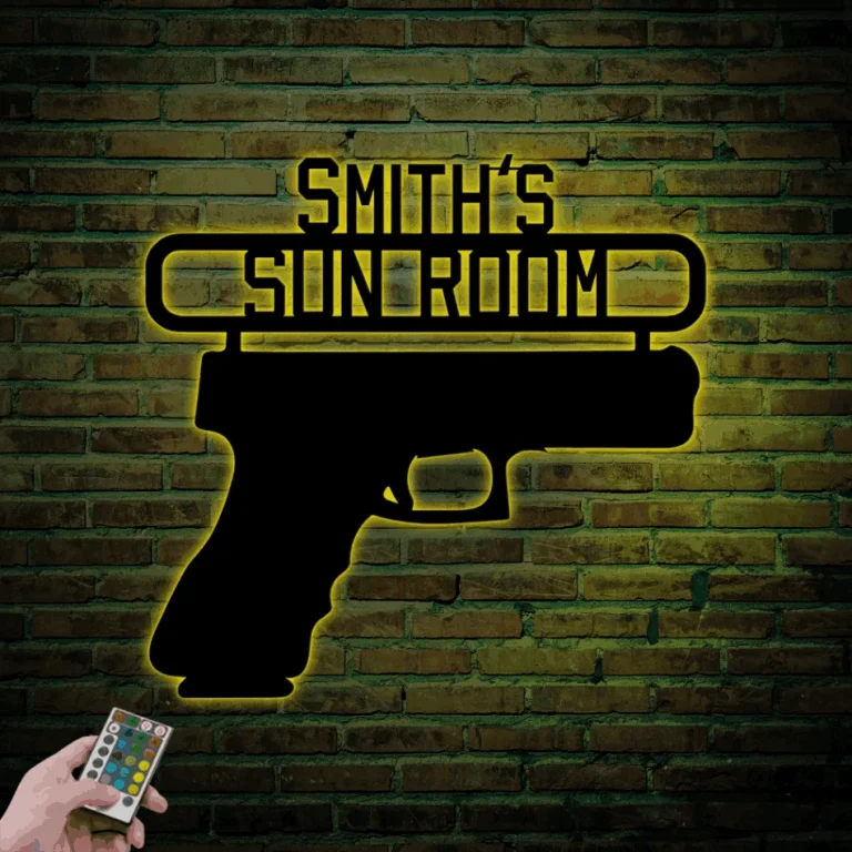 Personalized Gun Signs With Led Lights, Gun Room Sign Gun Lovers Gift ...