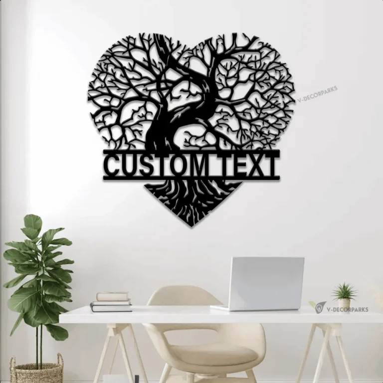 Personalized Heart Tree Metal Sign Led Lights, Valentine Day Gift, Gift For Couple, Wedding Decor, Anniversary Gift, Tree Of Life Couple Name Sign