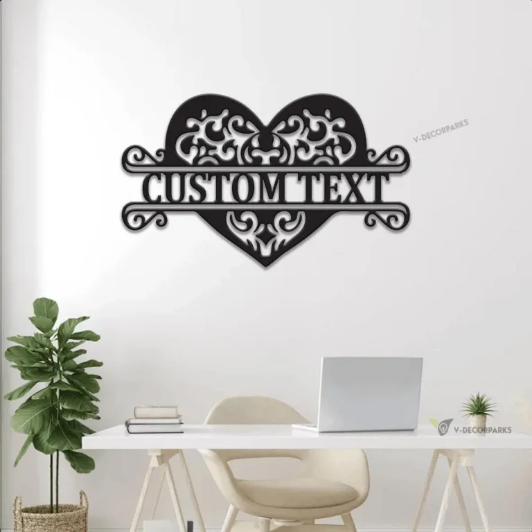 Personalized Heart Metal Wall With Led Lights, Custom Couple Heart Wall Art Decor, Wedding Gift, Housewarming Gift, Valentine's Gift, Last Name Sign