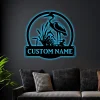 Personalized Herons Bird Monogram Metal Sign Art With Led Lights, Custom Herons Bird Metal Sign, Herons Bird Sign Decoration For Living Room