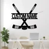 Personalized Hockey Sticks Metal Sign With Led Lights, Kids Room Decor, Gift For Hockey Player, Gifts For Hockey Lover, Hockey Stick Decor