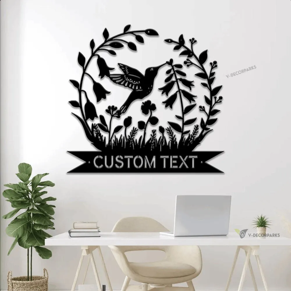 Personalized Hummingbird Flower Metal Sign With Led Lights, Garden Decor, Gift For Mom, Mother's Day Gift, Custom Name Wall Art Gardener Gift
