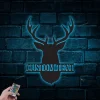 Personalized Hunter Metal Wall With Led Lights, Custom Deer Head Sign, Buck Head Metal Wall Art, Wilderness Decor, Gift For Hunter, Cabin Decor
