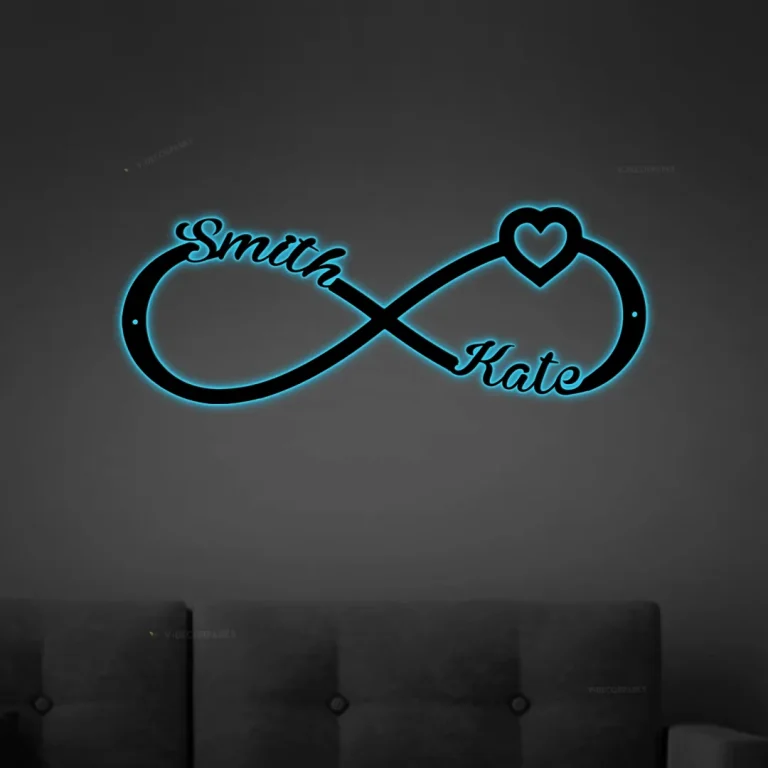 Personalized Infinity Symbol Love Sign With Heart And Custom Names You And Me Metal Wedding Decor Wall Hanging Housewarming Gift For Couple