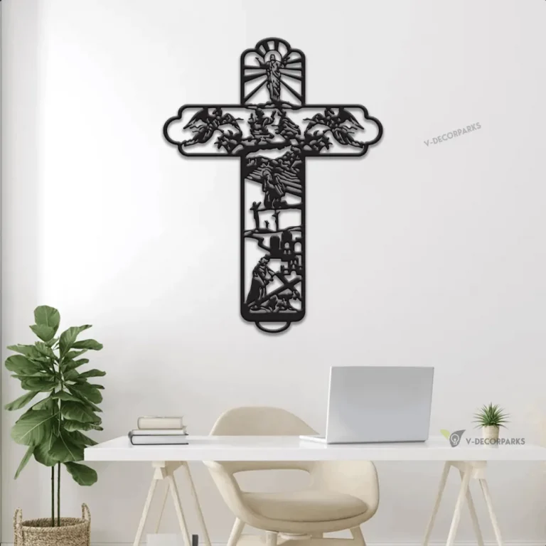 Personalized Jesus Cross Metal Wall With Led Lights, God Metal Sign, Christian Metal Wall Art Decor, Metal Crucifix, Religious Decor, Church Gift