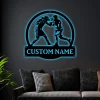 Personalized Kickboxing Sport Monogram Metal Sign Art With Led Lights, Custom Kickboxing Sport Metal Sign, Hobbie Gifts, Sport Gift, Birthday Gift