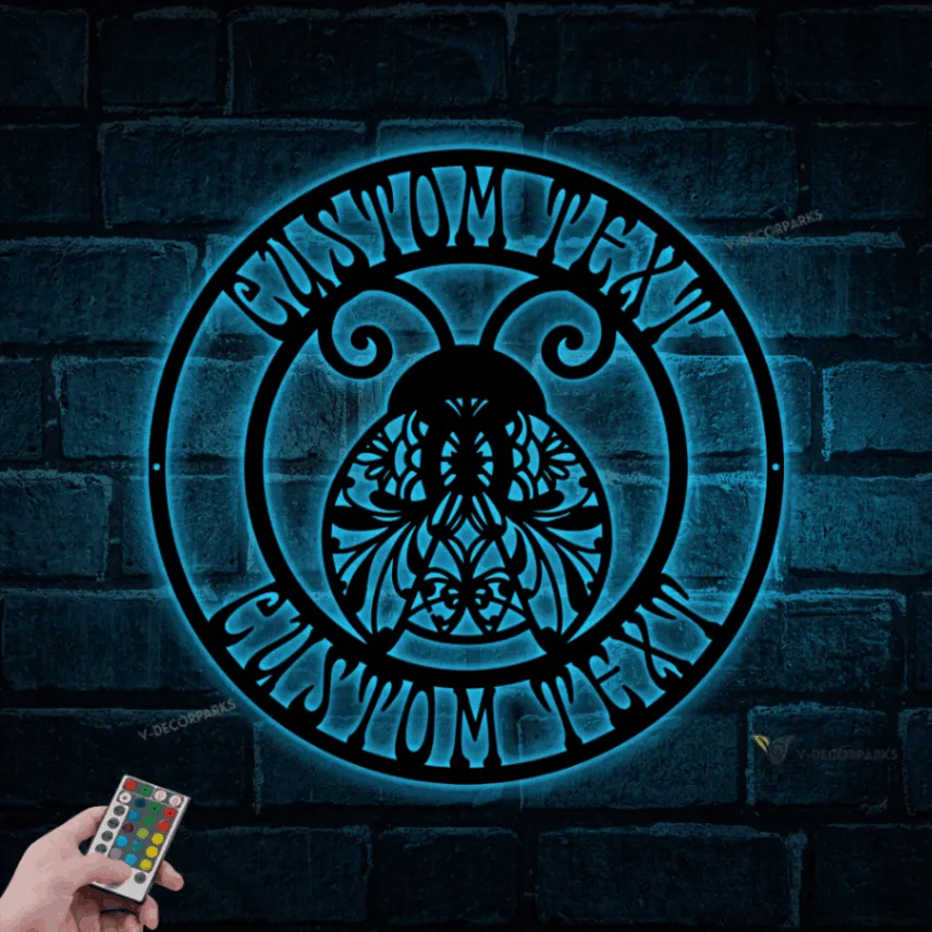 Personalized Ladybug Metal Sign With Led Lights, Custom Wall Art For Outdoor Garden Decor, Gardener Gift, Mothers Day Gift, New Home Gift