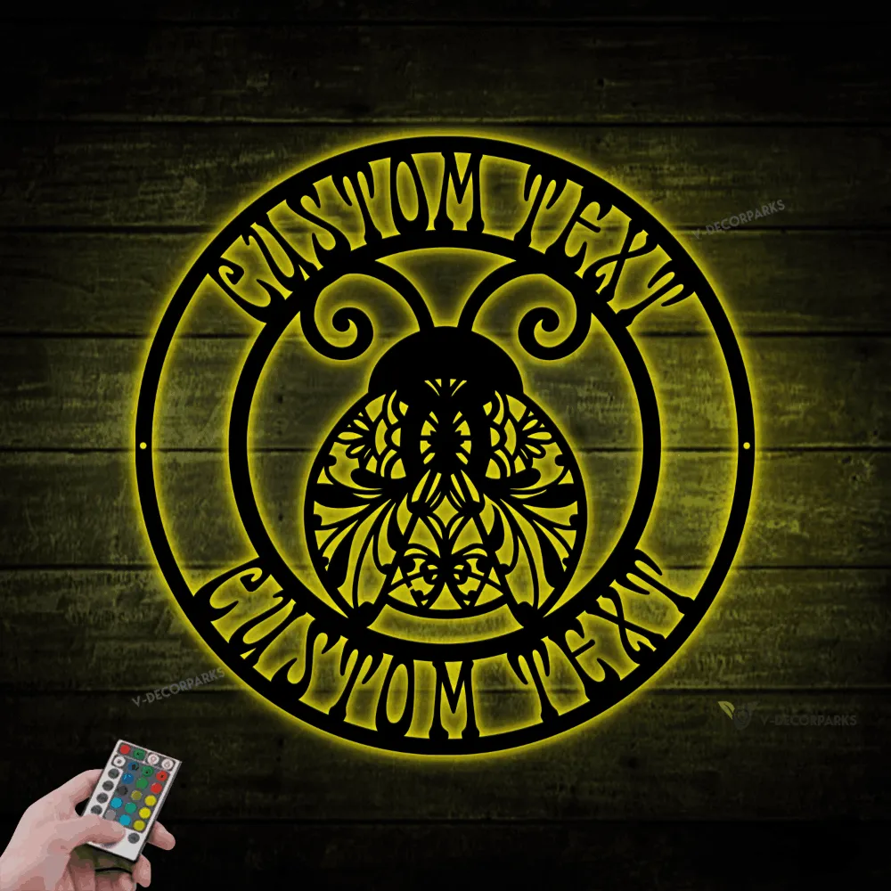 Personalized Ladybug Metal Sign With Led Lights, Custom Wall Art For Outdoor Garden Decor, Gardener Gift, Mothers Day Gift, New Home Gift