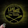 Personalized Lake House Metal Sign With Led Lights, Lake House Sign, Boat Oars Decor, Lake Themed Decor, Lake House Gifts, Family Lake House
