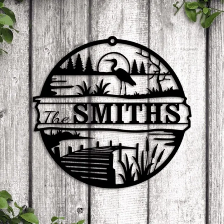 Personalized Lake Sign With Led Lights, Lakee Metal Wall Decor, Last Name Lake House Sign, Outdoor Personalized Lake Decor, Family Name Lake Sign