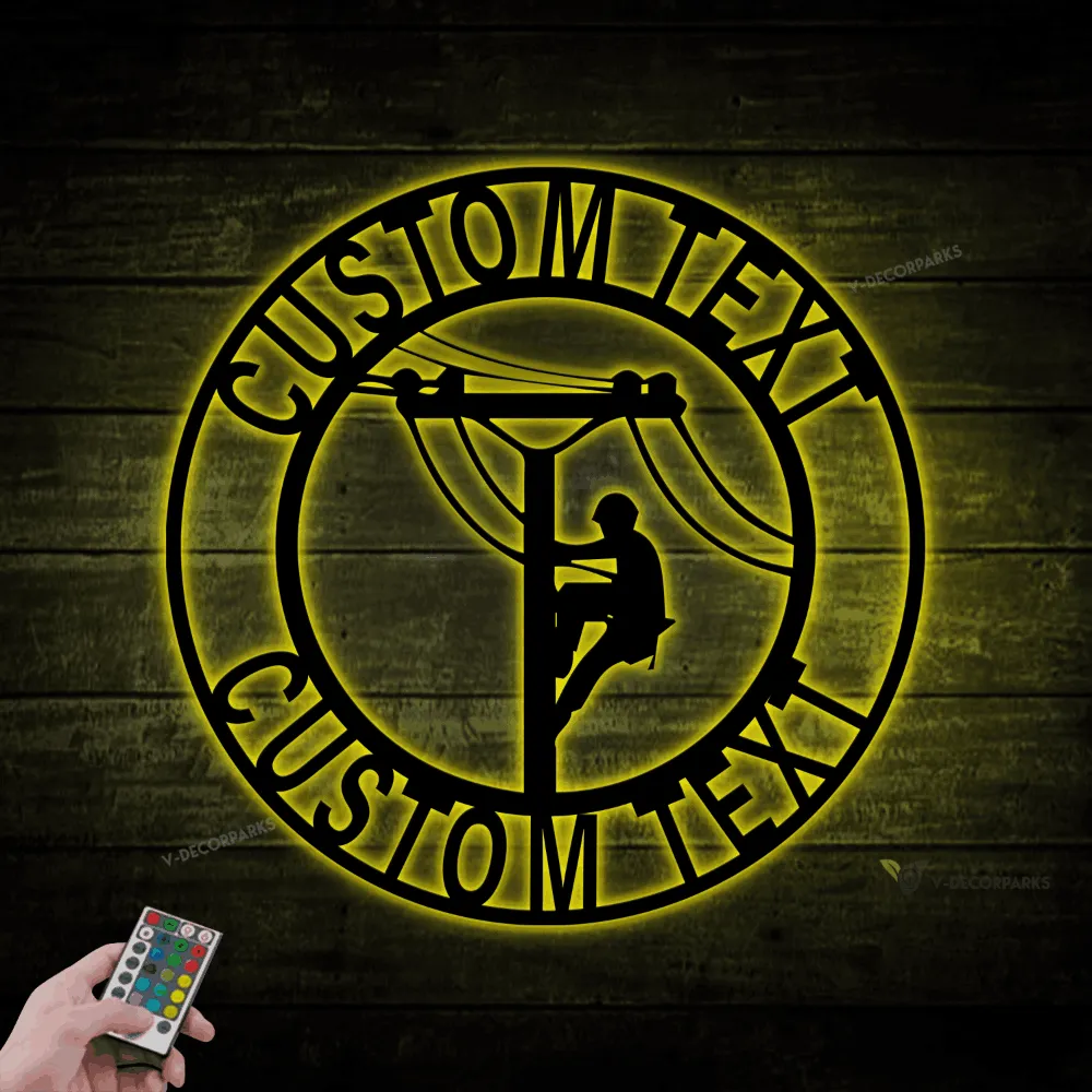 Personalized Lineman Electrical Sign, Linemen Led Lights Sign, Journeyman, Ibew Wall Art, Electrical Decor, Power Lineman Sign, Lineman Gift