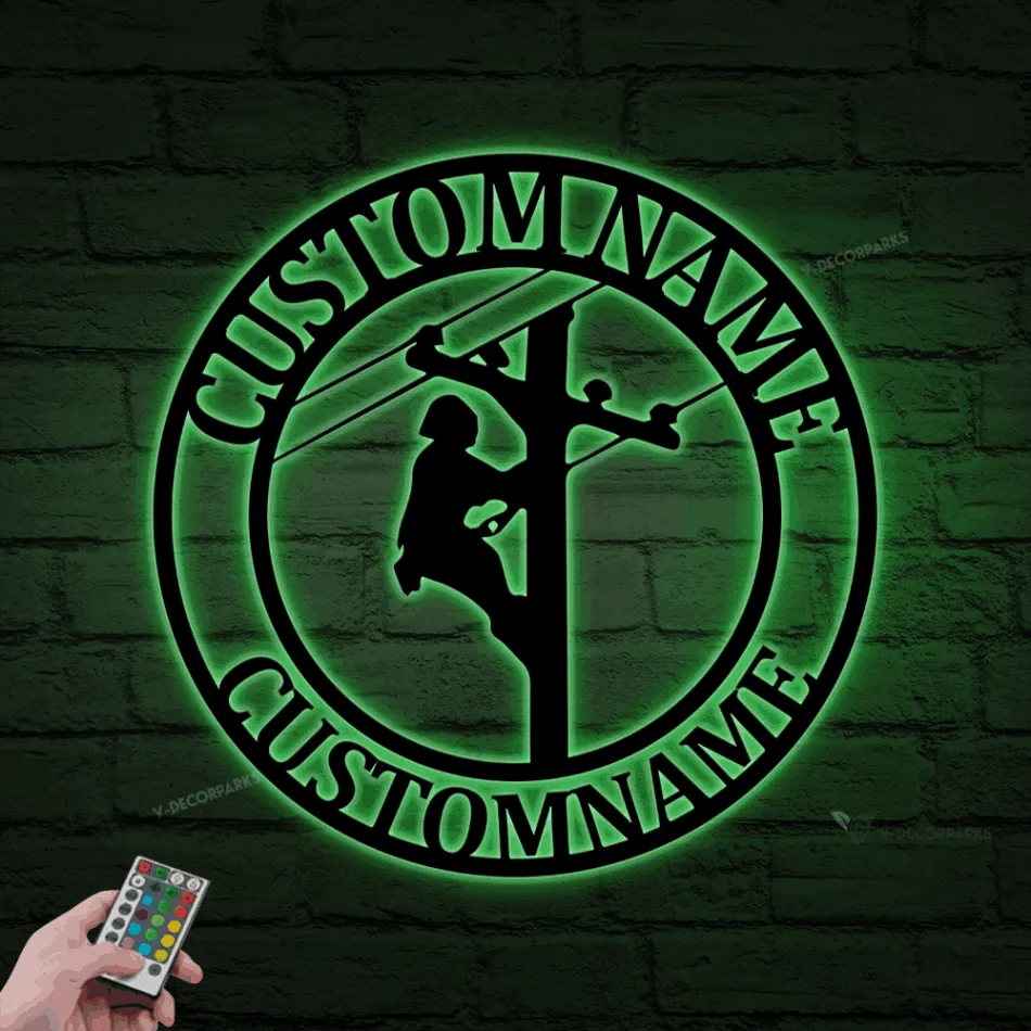 Personalized Lineman Electrician Sign, Linemen Led Lights Sign, Journeyman, Ibew Wall Art, Electrical Decor, Power Lineman Sign, Lineman Gift
