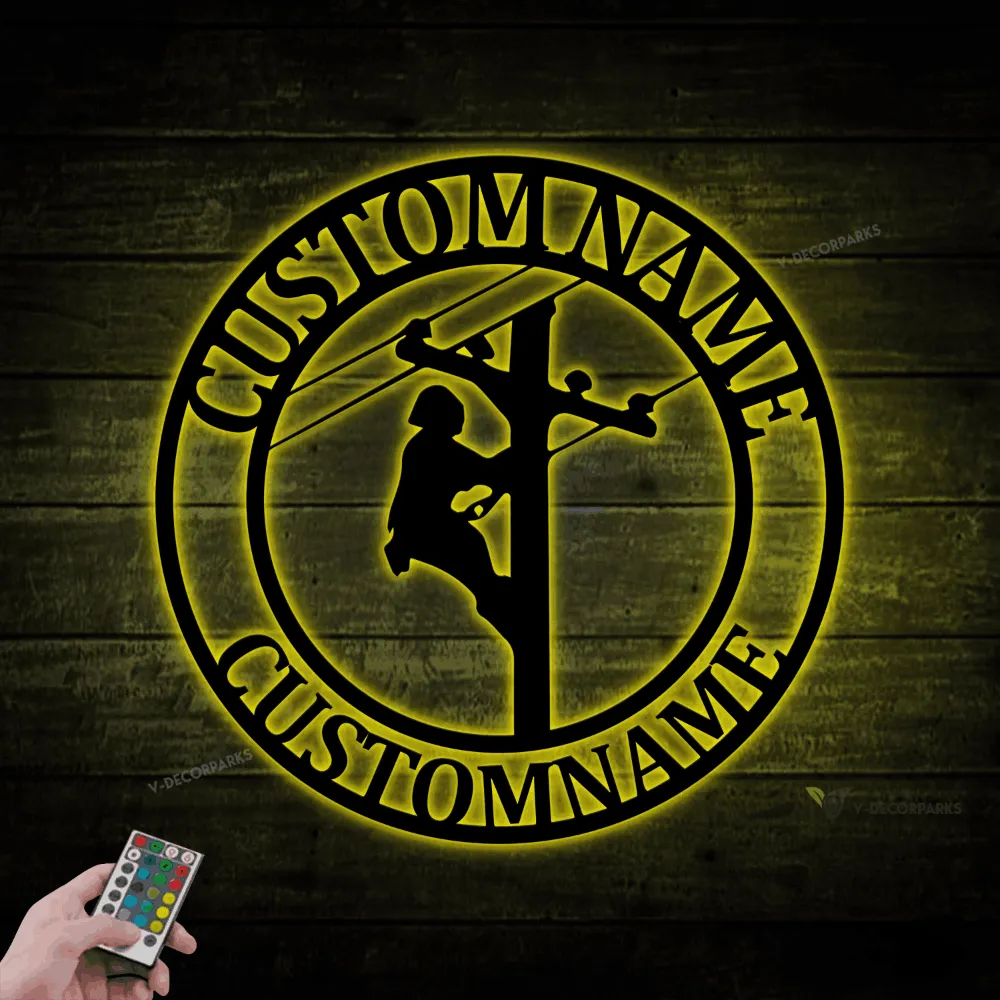 Personalized Lineman Electrician Sign, Linemen Led Lights Sign, Journeyman, Ibew Wall Art, Electrical Decor, Power Lineman Sign, Lineman Gift