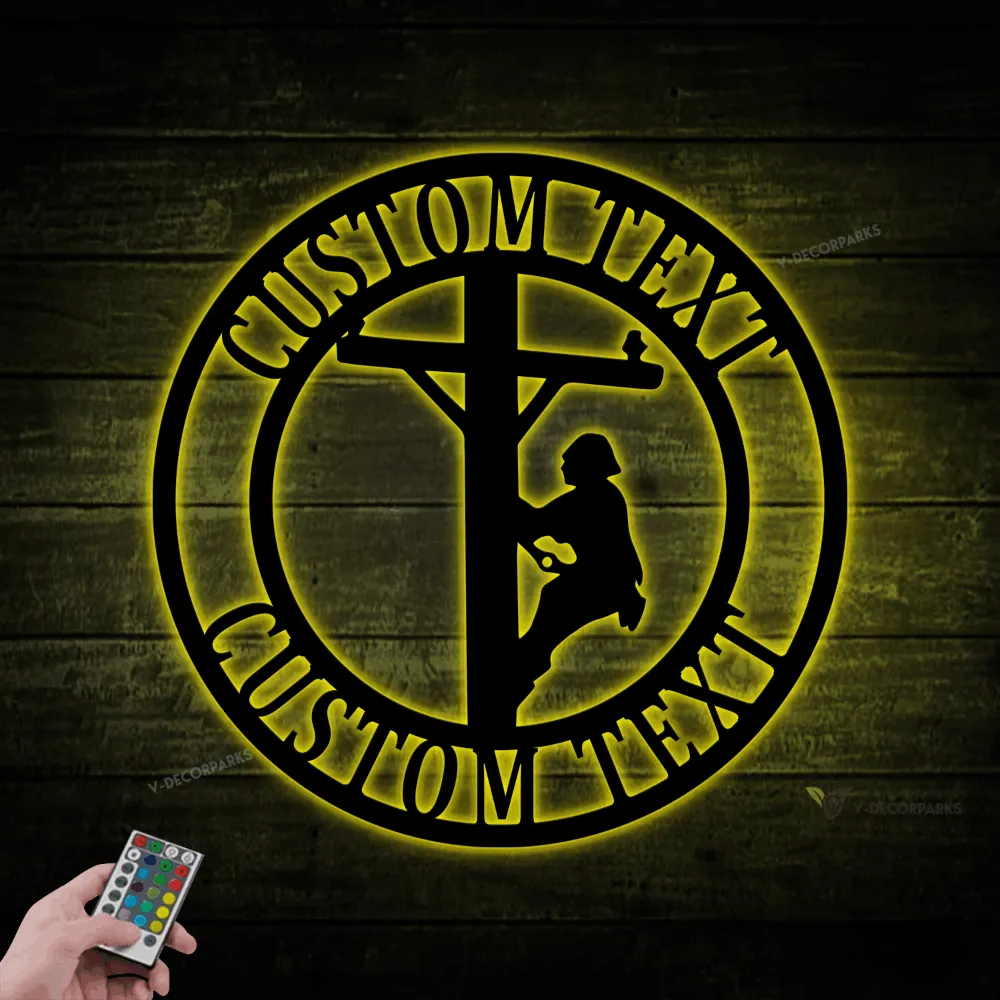 Personalized Lineman Electrician Sign, Linemen Led Lights Sign, Journeyman, Power Lineman Sign Decor, Lineman Gift