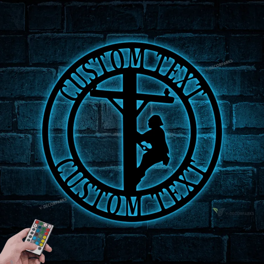 Personalized Lineman Electrician Sign, Linemen Led Lights Sign, Journeyman, Power Lineman Sign Decor, Lineman Gift