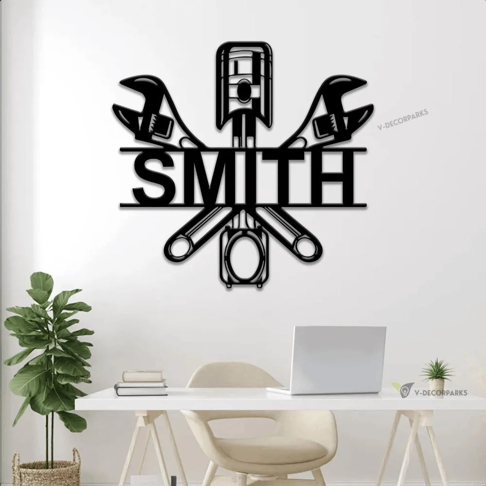 Personalized Mechanic Monogram Metal Sign With Led Lights, Custom Mechanic Wall Art For Decor, Father's Day Gift, Birthday Gift, Gift For Him