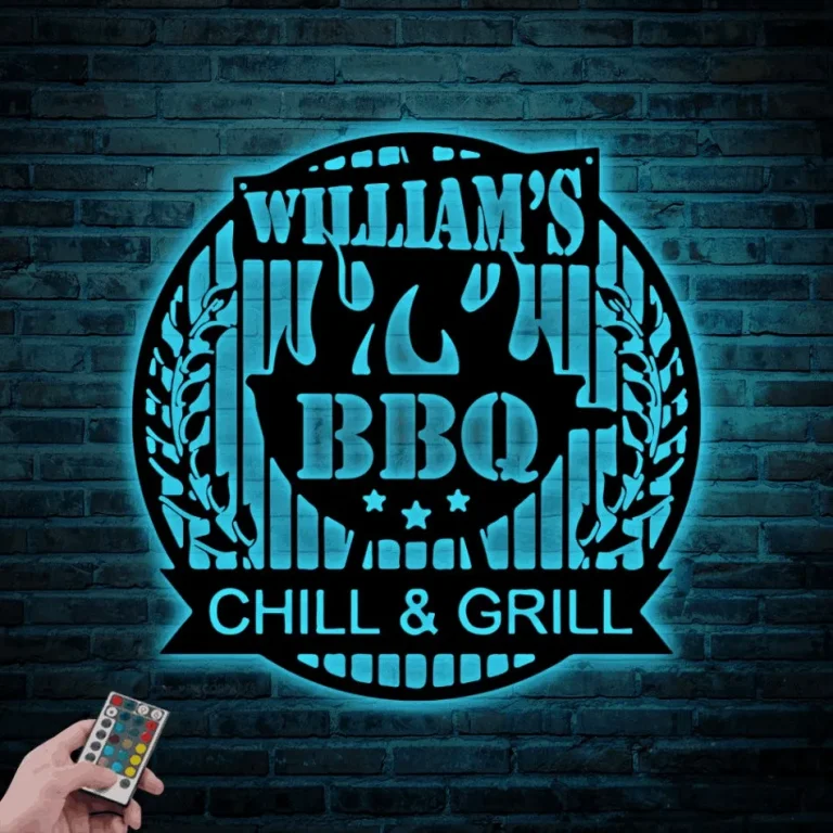 Personalized Metal Bbq With Led Lights Sign Bbq Grill Sign Custom Bbq Sign Barbecue Signs Barbecue Wall Art Decor Kitchen Decor Grilling