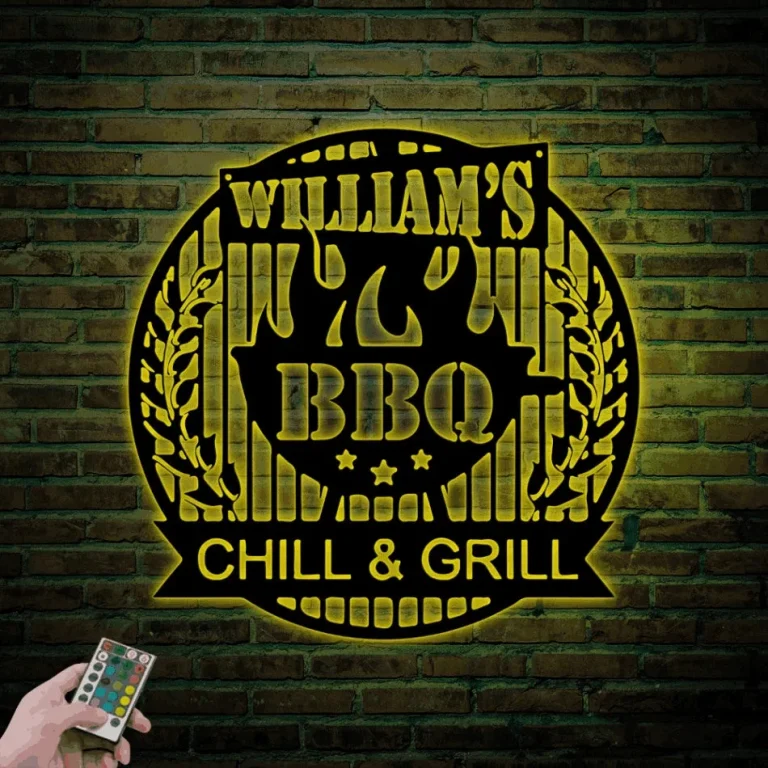 Personalized Metal Bbq With Led Lights Sign Bbq Grill Sign Custom Bbq Sign Barbecue Signs Barbecue Wall Art Decor Kitchen Decor Grilling