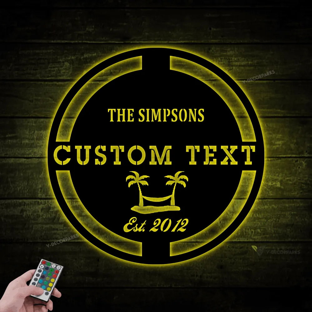 Personalized Metal Beachhouse Sign With Led Lights, Metal Swimming Pool Sign, Metal Beach Sign, Beach Condo Sign, Beach Airbnb Decor