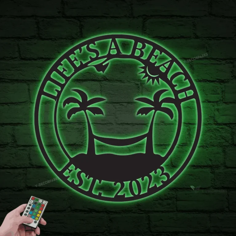 Personalized Metal Beachhouse Led Lights Sign, Metal Swimming Pool Sign ...