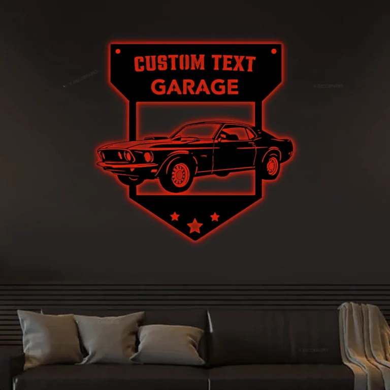 Personalized Metal Car Led Lights Sign, Car Signs For Garage, Car Name Sign, Classic Car Sign, Garage Metal Sign, Man Cave Sign, Mechanic Gifts