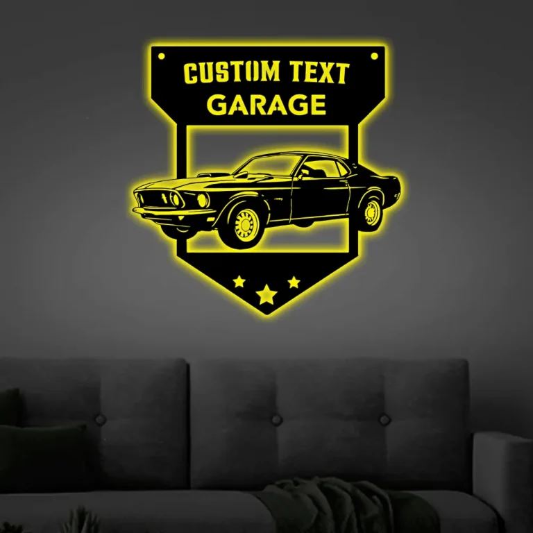Personalized Metal Car Led Lights Sign, Car Signs For Garage, Car Name Sign, Classic Car Sign, Garage Metal Sign, Man Cave Sign, Mechanic Gifts