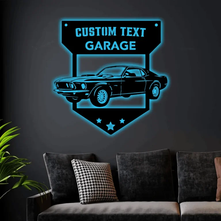 Personalized Metal Car Led Lights Sign, Car Signs For Garage, Car Name Sign, Classic Car Sign, Garage Metal Sign, Man Cave Sign, Mechanic Gifts