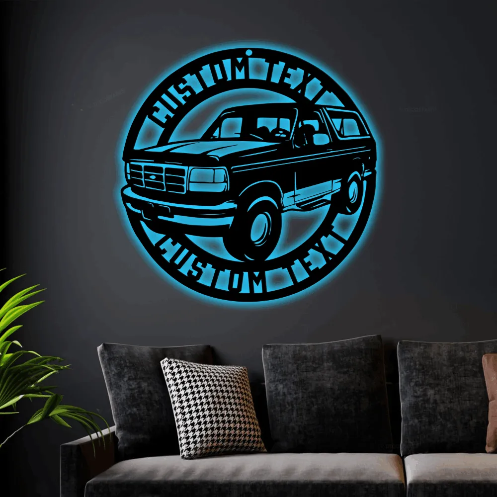 Personalized Metal Led Lights Car Sign, Car Signs For Garage, Car Name Sign, Muscle Car, Garage Metal Sign, Man Cave Sign, Mechanic Gifts, Work Shop