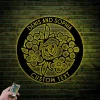 Personalized Metal Flower Sign With Led Lights, Custom Flower Metal Wall Art Custom Family Established Sign Housewarming Gift Wedding Welcome Gift