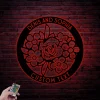 Personalized Metal Flower Sign With Led Lights, Custom Flower Metal Wall Art Custom Family Established Sign Housewarming Gift Wedding Welcome Gift