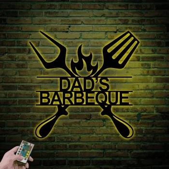 Personalized Metal Grilling With Led Lights Sign, Metal Grill Sign, Custom Metal Bbq Smoker And Grill Sign, Grilling Gift For Dad, Father's Day