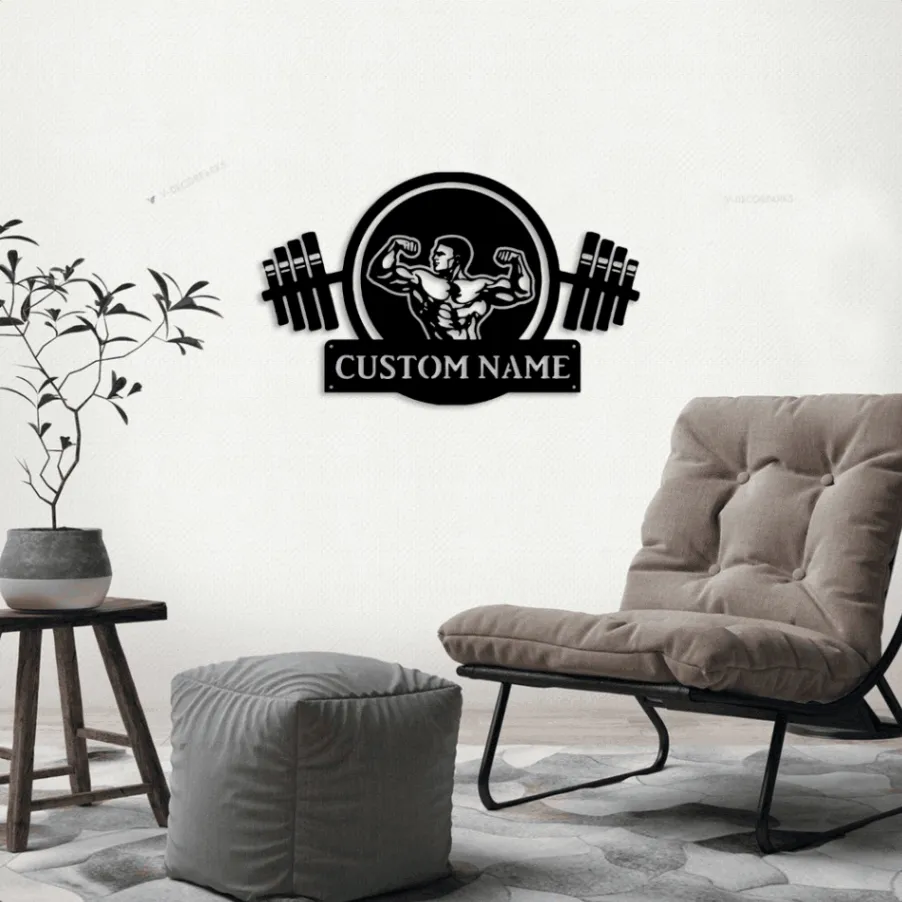 Personalized Metal Gym Sign With Led Lights, Custom Gym Business Name Sign, Gym Sign, Home Workout Name Sign, Gift For Workout Lover