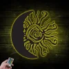 Personalized Metal Sun Moon Wall Decor Wall Art With Led Lights, Sun Metal Wall Art Decor, Moon And Sun Decor, Sun Metal Sign, Moon Signs