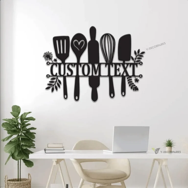 Personalized Metal Wall Art With Led Lights, Custom Flourish Kitchen Sign, Birthday Gift, Mother's Day Gift For Mother, Mom, Grandma, Nana