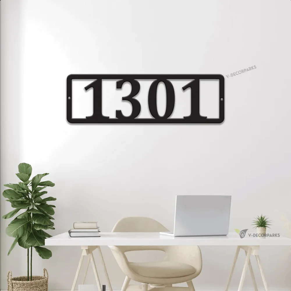 Personalized Minimalist Classic Address Metal Sign With Led Lights, Custom House Number Wall Art For Home Decor, Housewarming, New Home Gift