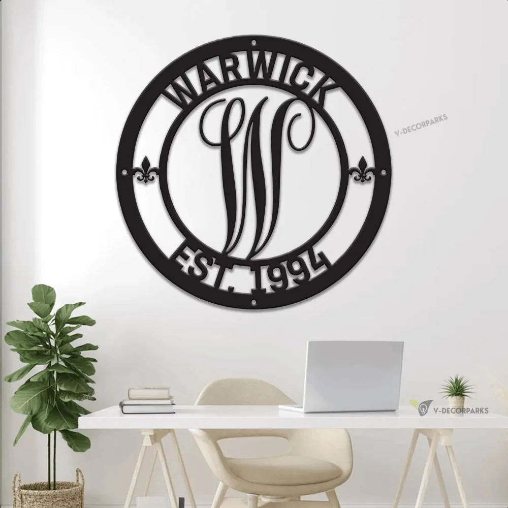 Personalized Monogram Metal Sign With Led Lights, Custom Name Metal Art For House Decor, New Home, Housewarming, Wedding, Mother's Day Gift