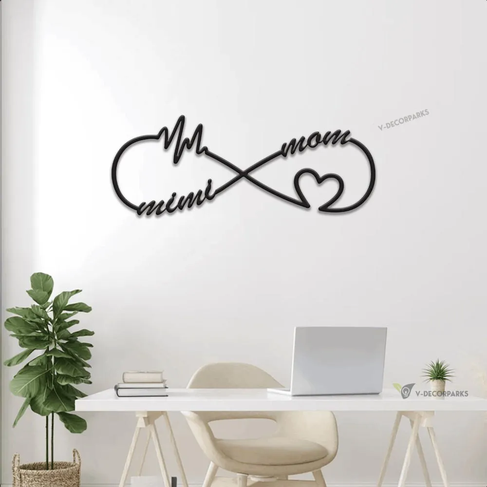 Personalized Mother Metal Wall Art With Led Lights, Infinity Sign With Custom Name For Decor, Mother's Day, Birthday Gift For Mom, Mum, Mommy