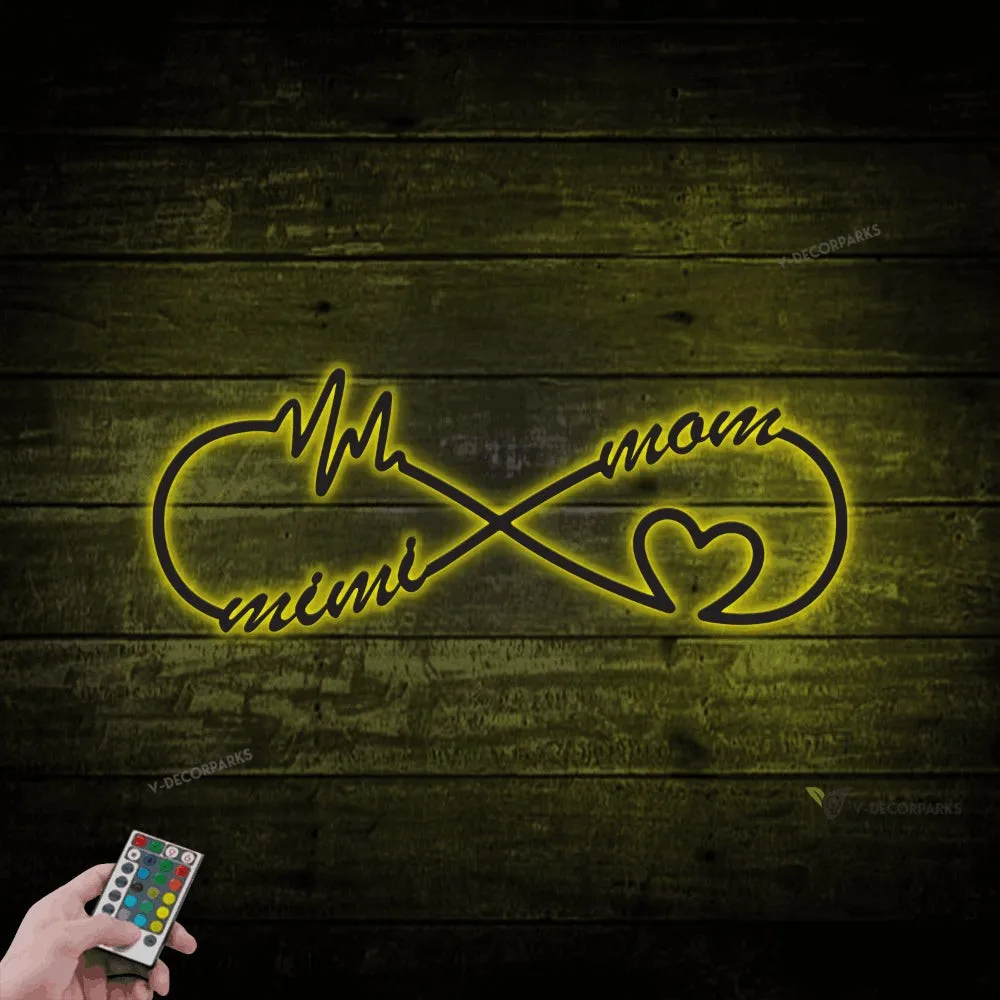 Personalized Mother Metal Wall Art With Led Lights, Infinity Sign With Custom Name For Decor, Mother's Day, Birthday Gift For Mom, Mum, Mommy