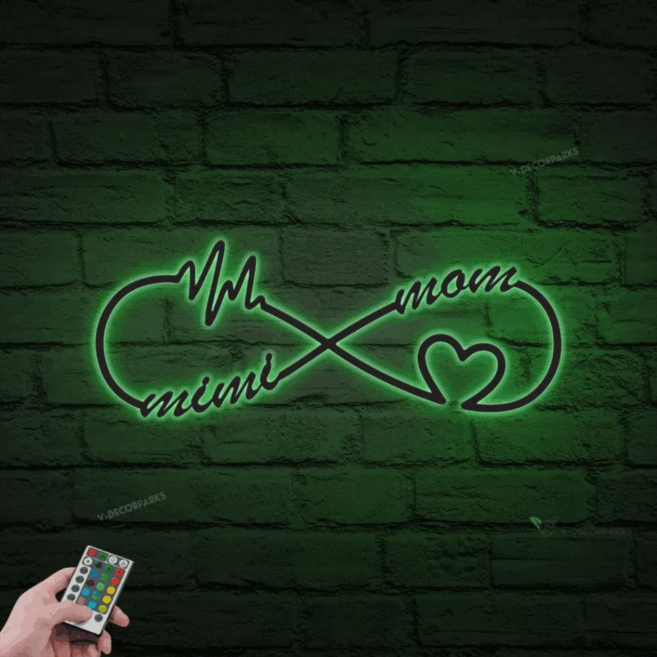 Personalized Mother Metal Wall Art With Led Lights, Infinity Sign With Custom Name For Decor, Mother's Day, Birthday Gift For Mom, Mum, Mommy