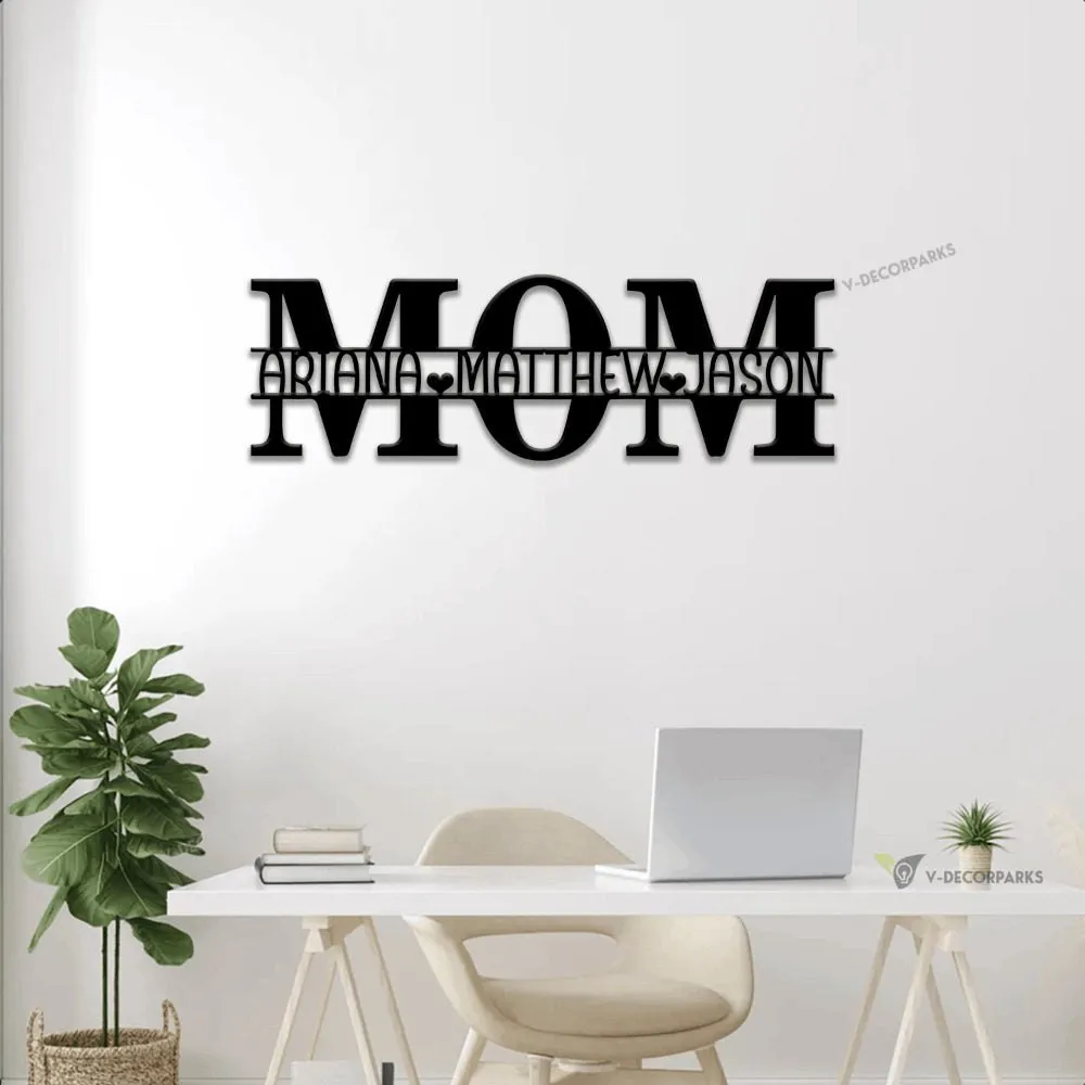 Personalized Mother Metal Wall Art With Led Lights, Mom Sign With Custom Children Name For Decor, Mother's Day, Birthday Gift For Mom, Mum1