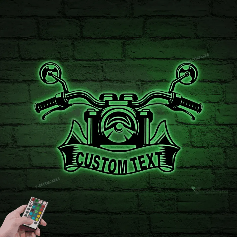 Personalized Motorcycle Metal Sign With Led Lights, Motorcycle Metal Wall, Motorcycle Garage Decor, Biker Name Sign, Biker Home Decor