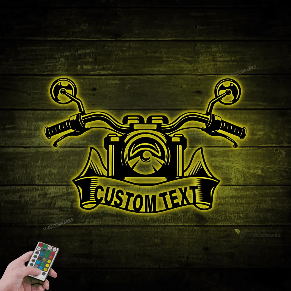 Personalized Motorcycle Metal Sign With Led Lights, Motorcycle Metal Wall, Motorcycle Garage Decor, Biker Name Sign, Biker Home Decor