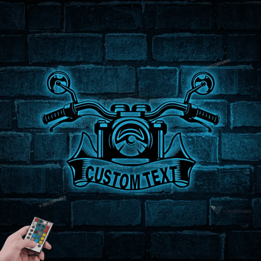 Personalized Motorcycle Metal Sign With Led Lights, Motorcycle Metal Wall, Motorcycle Garage Decor, Biker Name Sign, Biker Home Decor