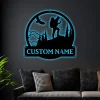 Personalized Mountain Hiking Monogram Metal Sign Art With Led Lights, Metal Wall Art, Mountain Hiking Metal Sign, Housewarming Outdoor Metal