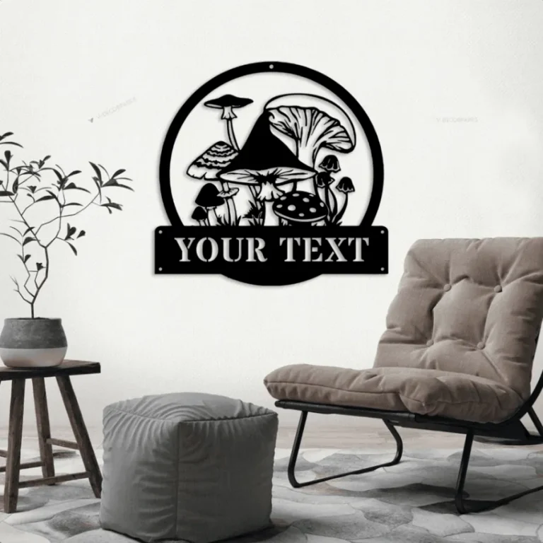 Personalized Mushrooms Monogram Metal Sign Art With Led Lights, Custom Mushrooms Metal Sign, Mushrooms Sign Decoration For Living Room
