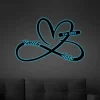 Personalized Name Infinity Heart Valentines Day Metal Sign With Led Lights, Gift For Him, Her, Couples, Anniversary