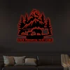 Personalized Nature Wildlife Mountain Bear Family Metal Sign, Custom Bear Led Lights Wall Art, Bears Steel Sign Monogram, Bears Wall Decor Metal Sign