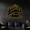 Personalized Nature Wildlife Mountain Bear Family Metal Sign, Custom Bear Led Lights Wall Art, Bears Steel Sign Monogram, Bears Wall Decor Metal Sign